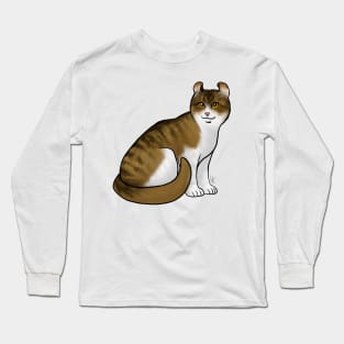Cat - American Curl - Shorthair White and Tabby Long Sleeve T-Shirt